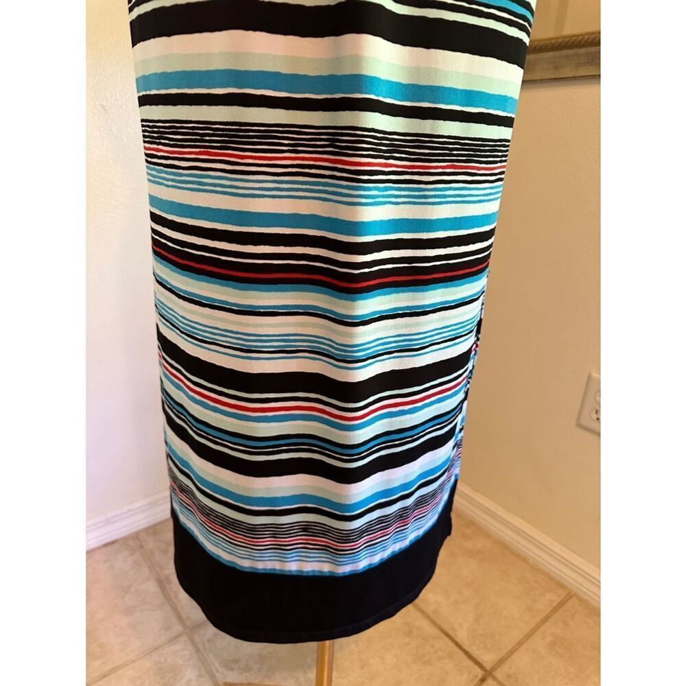 JONES NEW YORK Striped V-Neck Maxi Dress - Multicolor w/ Drawstring Size Med - Picture 6 of 13